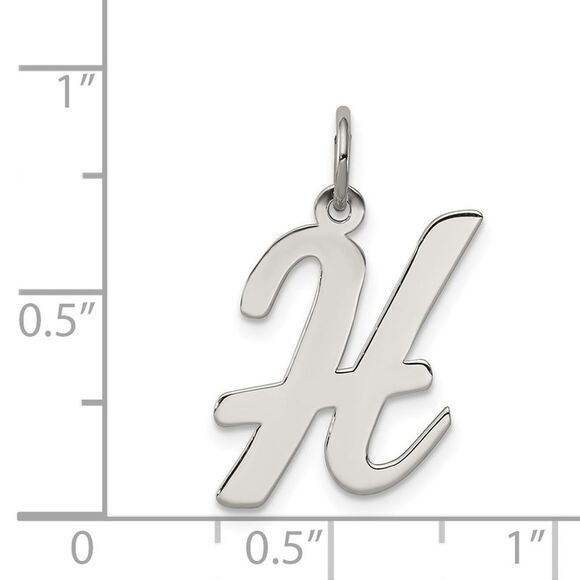 Sterling Silver Madison Collection LG Classic Script Initial H Pendant - Picture 4 of 5